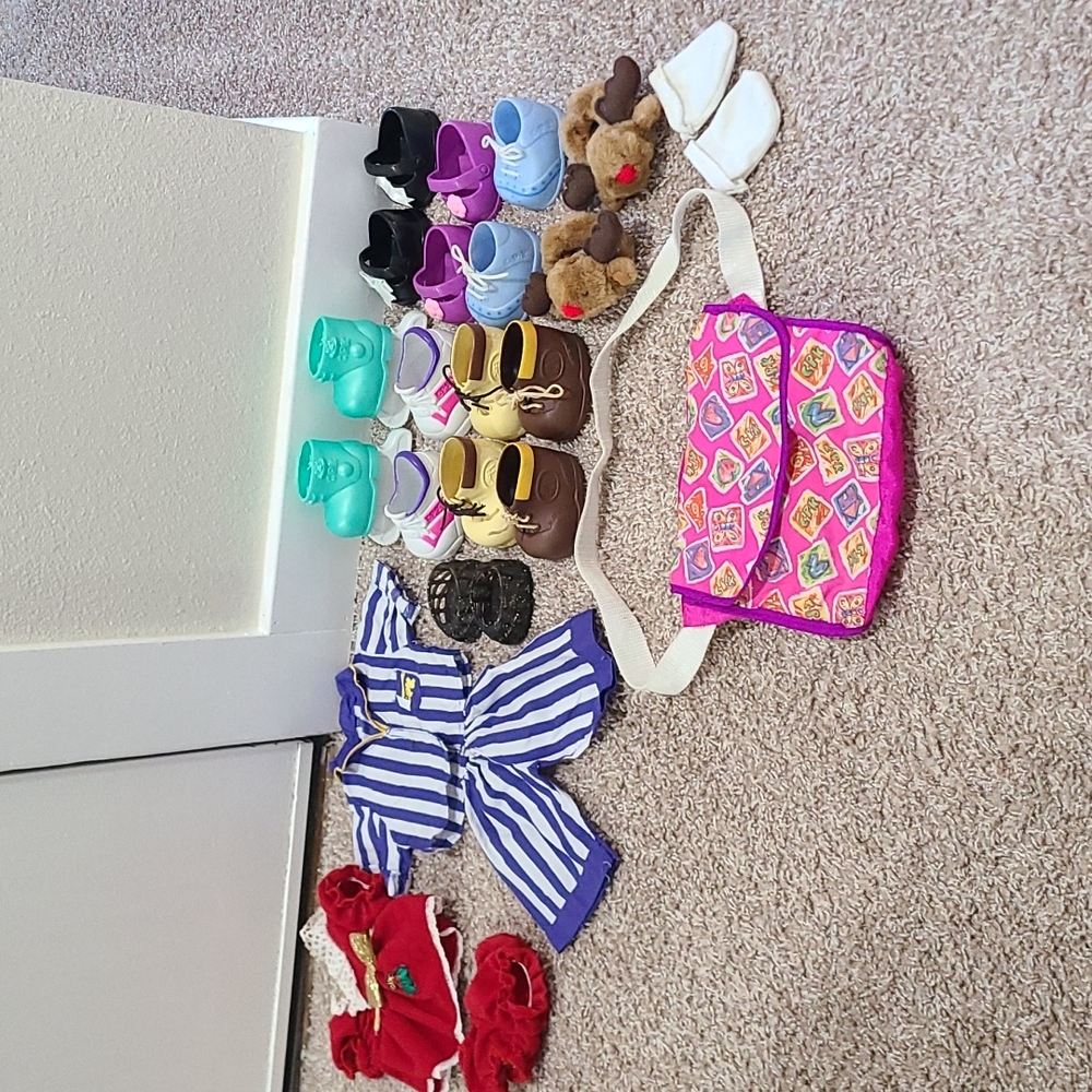 Rare Collection of CPK (Cabbage Patch Kids) Clothing, Shoes, Socks, & Bag